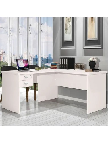 Mesa de Computador Escrivaninha Em L Ja Móveis Taurus 2 Gavetas Jequitibá
